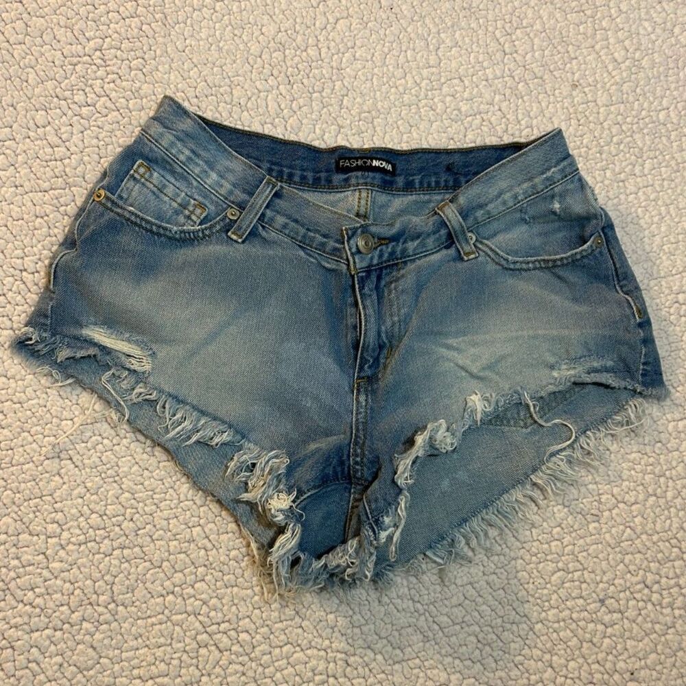 Cheeky Slimming BBL Coochie Cutter Distressed Denim Shorts